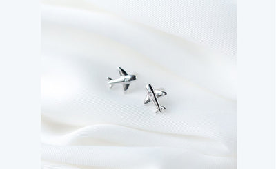 Airplane Silver Earrings